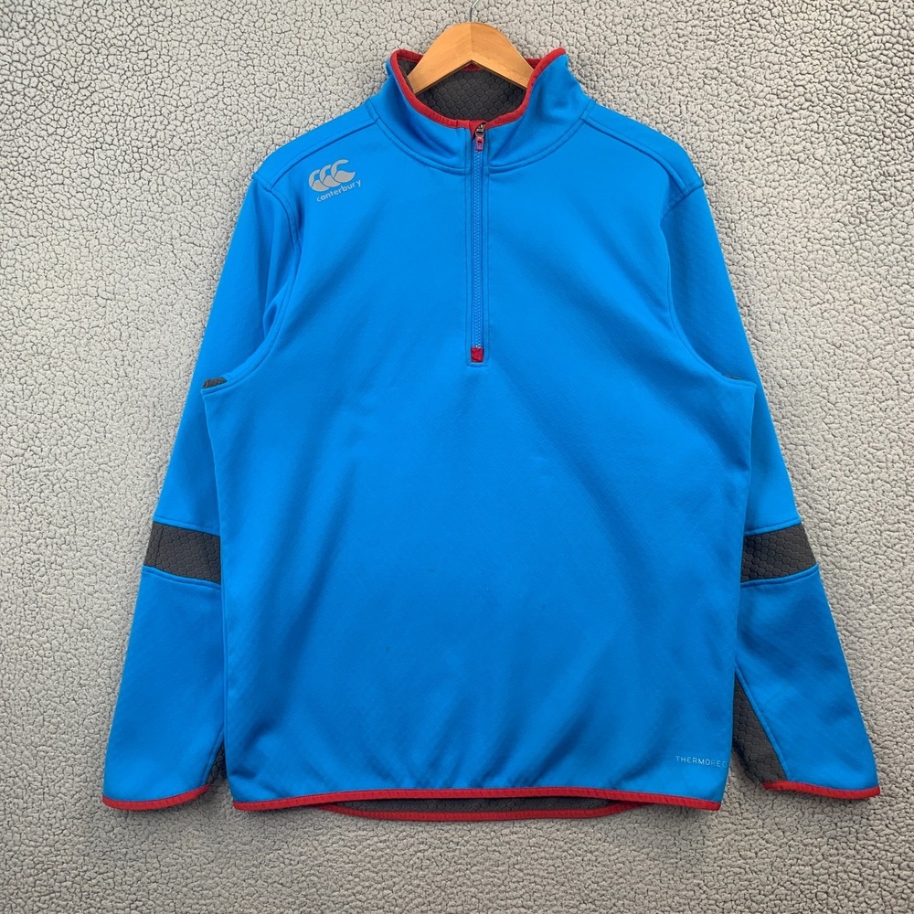 Canterbury Ireland Rugby Training Top Blue Mens XL Blue 1/4 Zip Thermoreg